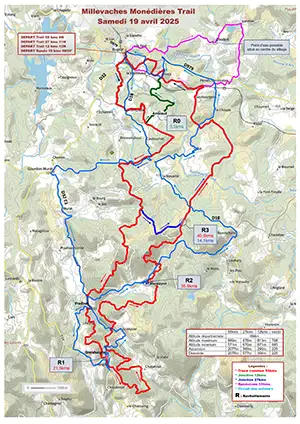 Carte profil SUIVEURS Millevaches Monédières Trail 2025 - Bugeat - Corrèze - Nouvelle-Aquitaine